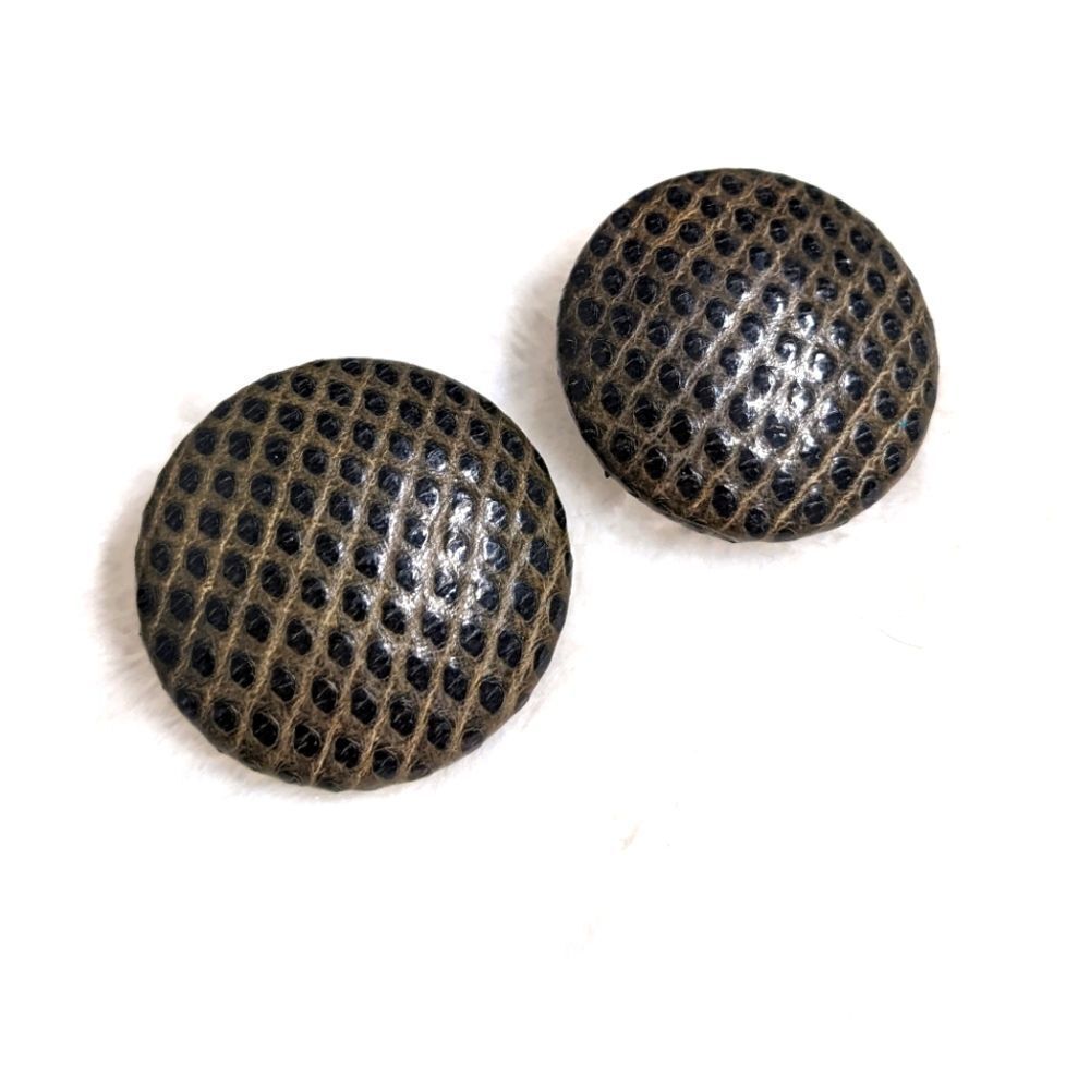 Vintage 1980's Faux Leather "Attitudes by Paris" Clip Button Earrings